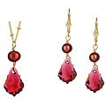 Charming Life 14k Goldfill Fuchsia Crystal and Pearl Jewelry Set (7 mm)