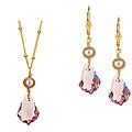 Charming Life 14k Goldfill Lavender Crystal/ Pearl Jewelry Set (7 mm)