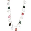 Sterling Silver Keishi FW Pearl and Tourmaline Necklace