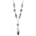 SIlver Grey Quartz and Peacock FW Pearl Necklace (8.5 mm)