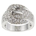 14k White Goldplated CZ Boza Belt Buckle Cocktail Ring