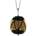 Genuine Murano Glass Black and Gold Oval Necklace