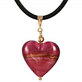 Genuine Murano Glass Pink Striped Heart Necklace