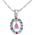 Sterling Silver Emerald and Ruby Necklace