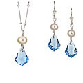 Charming Life Silver Blue Crystal and Pearl Jewelry Set (7 mm)