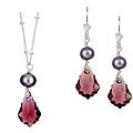 Charming Life Silver Purple Crystal and Pearl Jewelry Set (7 mm)