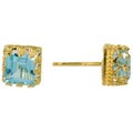 14k Yellow Gold Crown-set Blue Topaz Earrings