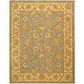 Hand-tufted Heritage Kerman Blue Beige Wool Rug (6' x 9')