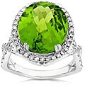 14k White Gold 8 5/8ct TCW Peridot Diamond Ring (G-H, SI) (Size 6.5)