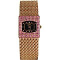Helbros Women's Pink Crystal Goldplated Watch