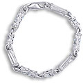 14k White Gold Overlay CZ 7.5-inch Bullet Chain