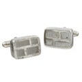 Sterling Silver White Cement Window Pane Cuff Links