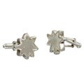 Sterling Silver White Cement 'Pow' Cuff Links