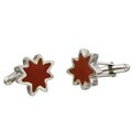 Sterling Silver Red Cement 'Pow' Cuff Links
