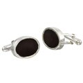 Sterling Silver Black Cement Oval Cuff Links