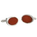 Sterling Silver Cement Oval Cuff Links