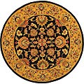 Hand-tufted Heritage Kerman Charcoal/ Gold Wool Rug (6' Round)