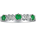 10k White Gold Emerald and Diamond Criss-cross Ring
