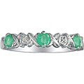 10k White Gold Emerald and Diamond Criss-cross Ring