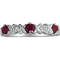 10k White Gold Ruby and Diamond Criss-cross Ring