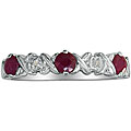 10k White Gold Ruby and Diamond Criss-cross Ring