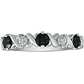 10k White Gold Blue Sapphire and Diamond Criss-cross Ring