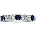 10k White Gold Blue Sapphire and Diamond Criss-cross Ring