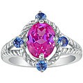 14k White Gold Pink Topaz and Tanzanite Fashion Ring