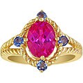 14k Yellow Gold Pink Topaz and Tanzanite Fashion Ring