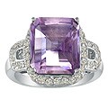 14k White Gold Amethyst and 1/5ct TDW Diamond Ring