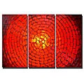 Hand-painted 'Red Web' 3-piece Canvas Art