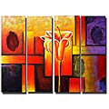 'Lonely Flower' 4-piece Hand-painted Canvas