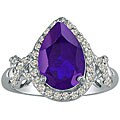 14k White Gold 3/8ct TDW Diamond Amethyst Ring