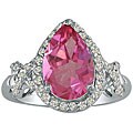 14k White Gold 3/8ct TDW Diamond Pink Topaz Ring