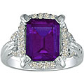 14k White Gold 1/4ct TDW Diamond Amethyst Ring