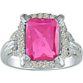 14k White Gold 1/4ct TDW Diamond Pink Topaz Ring