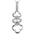 14k White Gold 1/10ct TDW Diamond Clover Link Necklace