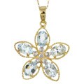 14k Gold Aquamarine and 3/8ct TDW Diamond Flower Necklace