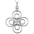 14k White Gold 1/6ct TDW Diamond Clover Necklace