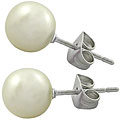 Stainless Steel Cream Faux Pearl Earrings