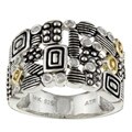 Meredith Leigh Sterling Silver and 14k Yellow Gold Geometric Diamond Ring