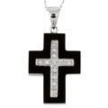 14k Gold Onyx and 1/10ct TDW Diamond Cross Necklace