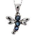 14k White Gold Sapphire Dragonfly Necklace