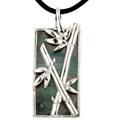 Sterling Silver Black Mother of Pearl Bamboo Necklace