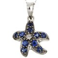 14k Gold Blue Sapphire and 1/10ct TDW Diamond Starfish Necklace