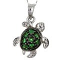 14k Gold Tsavorite and 1/10ct TDW Diamond Turtle Necklace