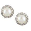 14k Gold FW Pearl and 1/10ct TDW Diamond Earrings (9 mm)