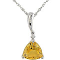 14k Gold Diamond and Trillion Citrine Necklace