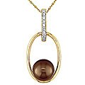 10k Gold 1/10ct TDW Diamond FW Brown Pearl Necklace