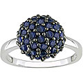 Sterling Silver Blue Sapphire Ball Style Ring